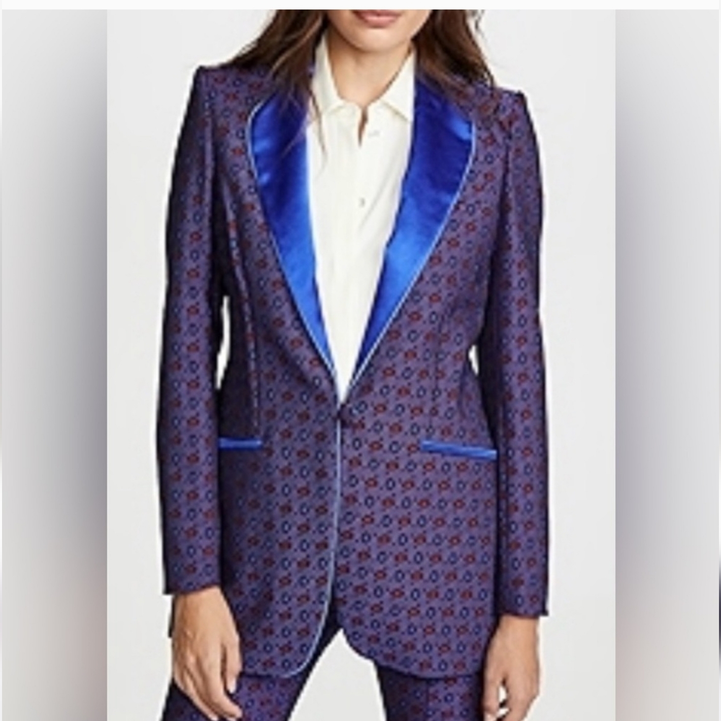 Hebe Studio Jacquard Smoking Jacket Size:46 Color: Royal Blue 12